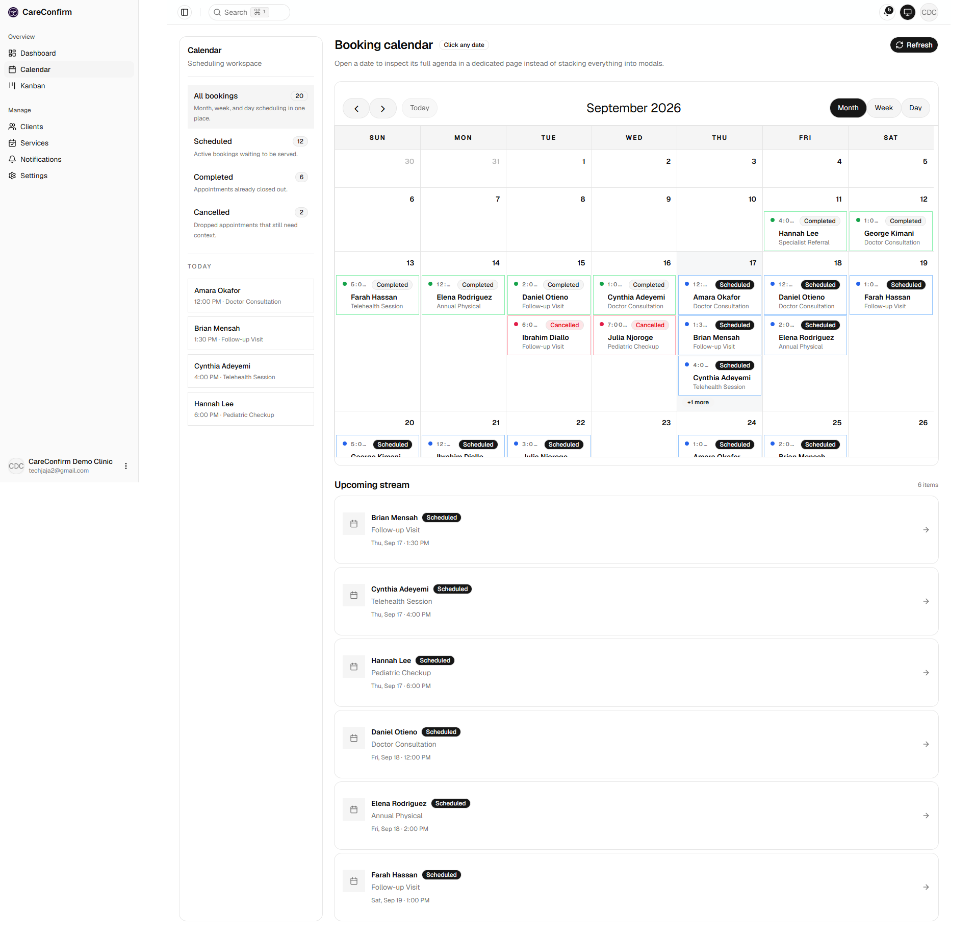 Booking calendar month view