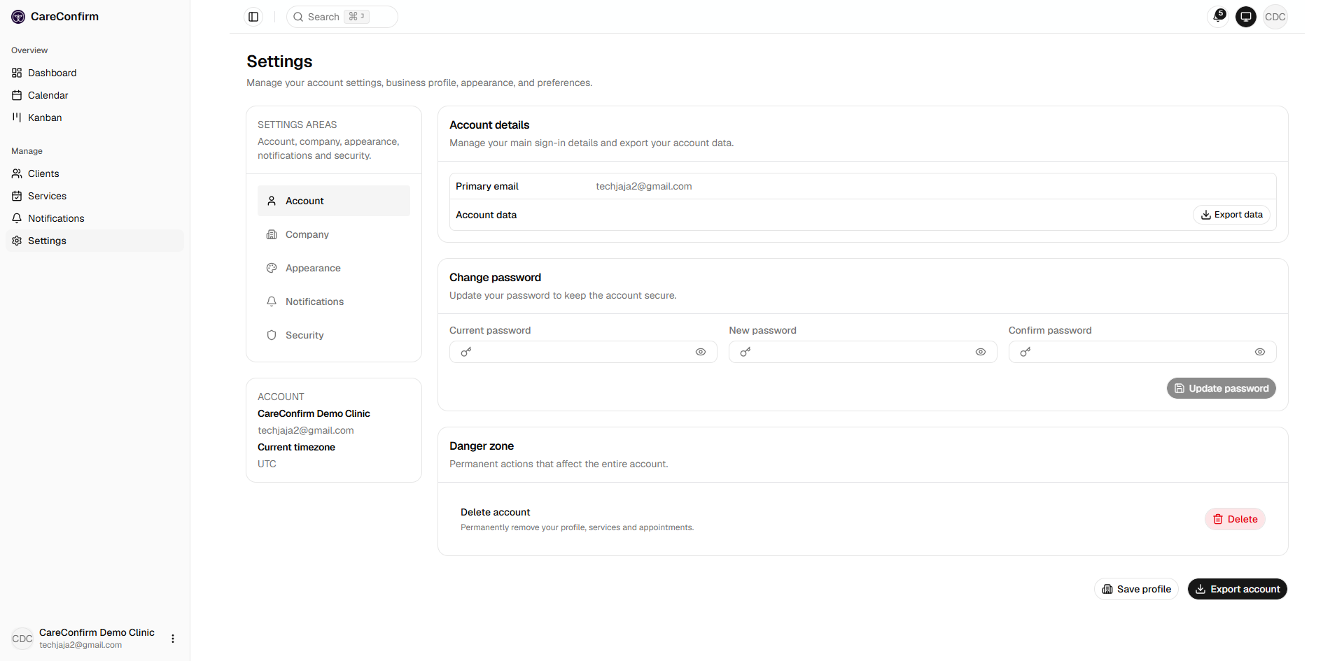 Account settings